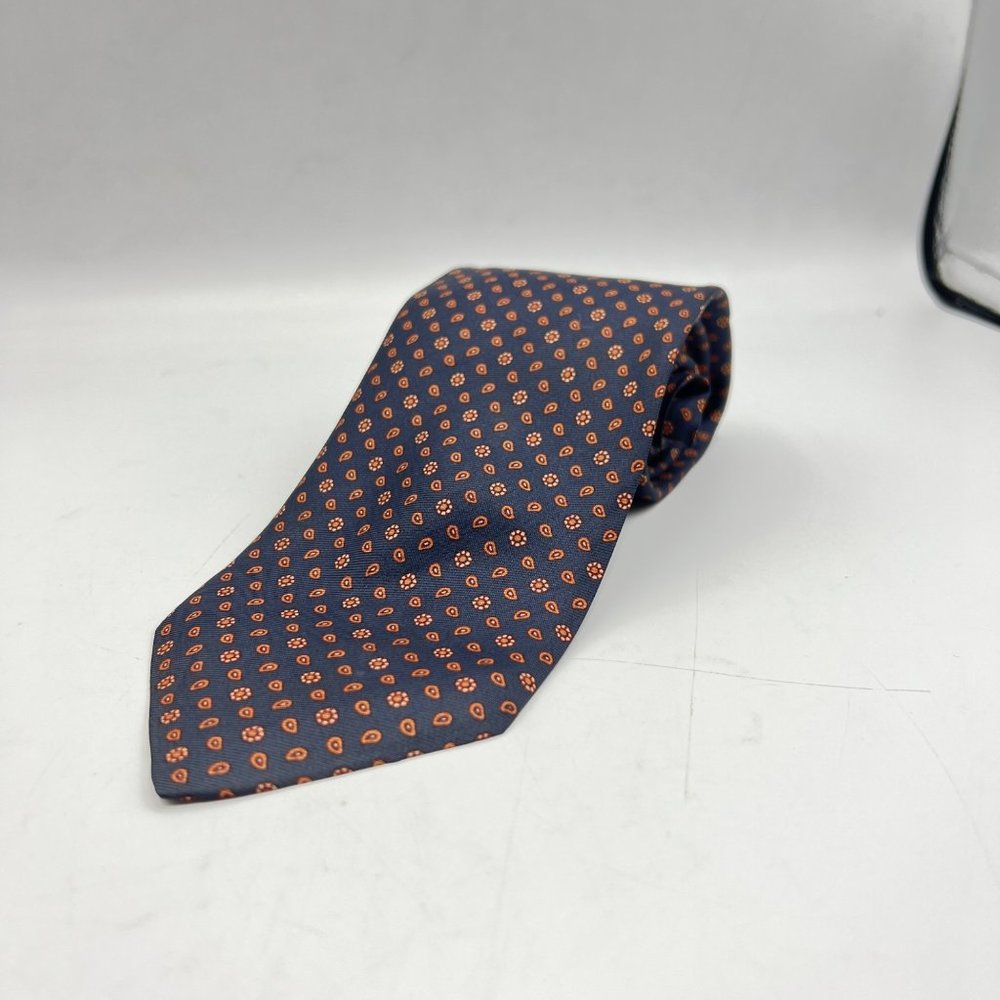 Pride Of England Neck Tie Mens Standard Size Blue Flower Paisley Patterned